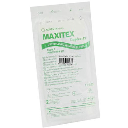 Світлина Рукавички латексні хірургічні Maxitex (Максітекс) Duplex PF стерильні розмір 8.0